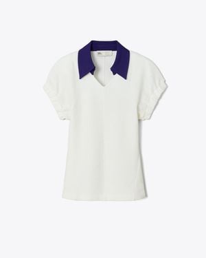 Tory Burch Cotton And Silk Polo - Blue