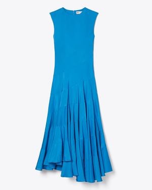 Tory Burch Flared Cotton Silk Dress - Blue