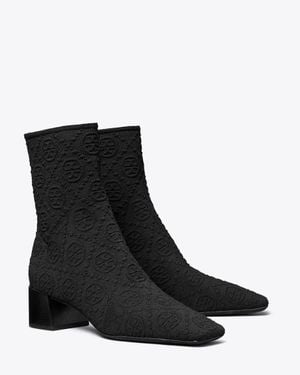 Tory Burch T Monogram Stretch Ankle Boot - Black