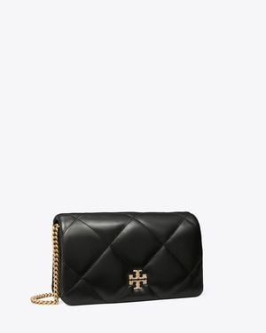 Tory Burch Kira Diamond Quilt Pavé Logo Crossbody, One Size - Black