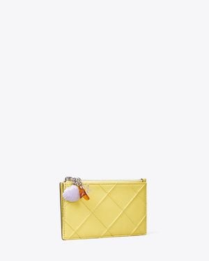 Tory Burch Fleming Charm Zip Card Case - Yellow