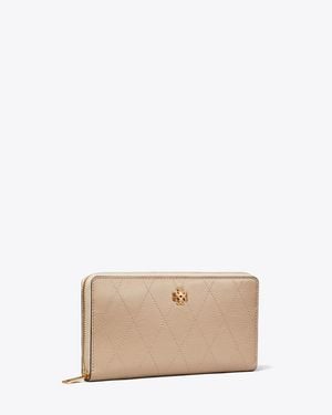 Tory Burch Charlie Quilted Zip Continental Wallet - Natural