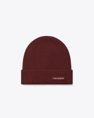 Tory Burch Ribbed Knit Beanie, One Size - Brown