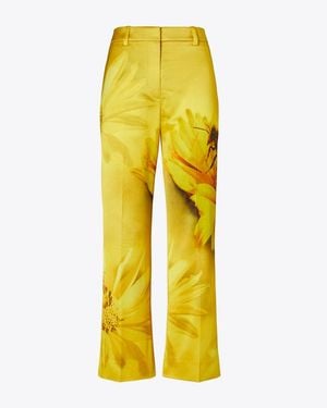 Tory Burch Printed Satin Trouser - Yellow