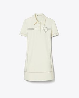 Tory Sport Tory Burch Pick Stitch Stretch Polo Dress - White