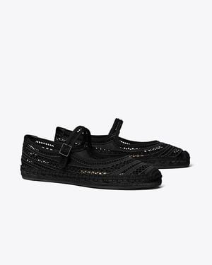 Tory Burch Open Weave Mary Jane Espadrille - Black