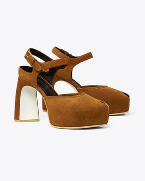 Tory Burch Peep-Toe Platform Sandal - Brown