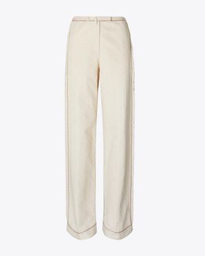 Tory Burch T Monogram Denim Pant - Natural
