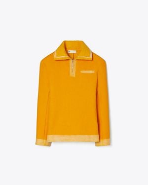 Tory Burch Half-Zip Wool Sweatshirt - Yellow