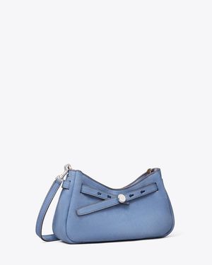 Tory Burch Romy Nubuck Zip-Top Crossbody Bag - Blue
