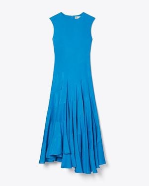 Tory Burch Flared Cotton Silk Dress - Blue