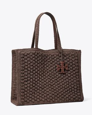 Tory Burch Large Ella Hand-Crocheted Popcorn Tote - Brown