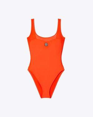 Tory Burch Mesh Tank Swimsuit - Orange