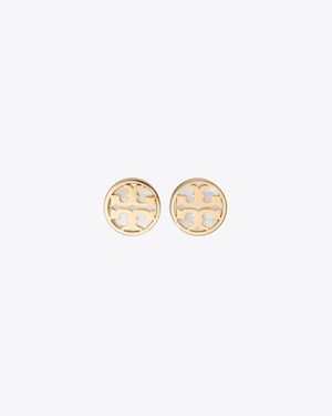 Tory Burch Icon Mother Of Pearl Circle Stud Earrings - Metallic