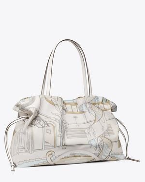 Tory Burch Ella Printed Drawstring Tote - White