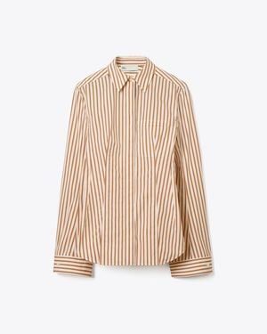 Tory Burch Bell-Sleeve Cotton Shirt - Natural
