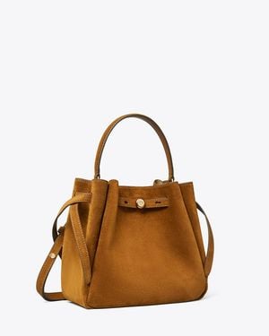 Tory Burch Romy Suede Bucket Bag, One Size - Brown
