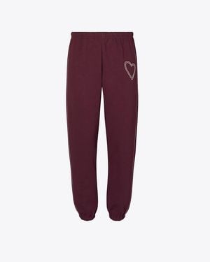Tory Sport Tory Burch Pick Stitch Heart French Terry Sweatpant - Purple