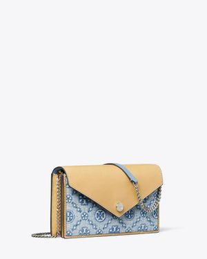 Tory Burch T Monogram Denim Envelope Crossbody, One Size - Blue