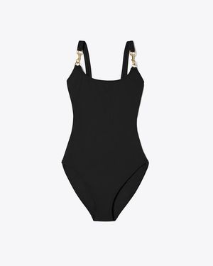 Tory Burch Clip Tank Swimsuit - Black
