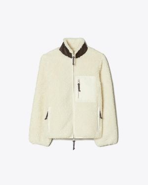 Tory Burch Colourblock Fleece Jacket - Natural