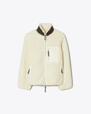 Tory Burch Colourblock Fleece Jacket - Natural