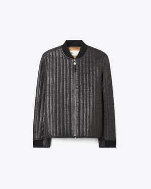 Tory Burch Leather Quilted Jacket - Black