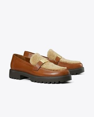 Tory Burch Leelee Shearling Lug Loafer - Brown