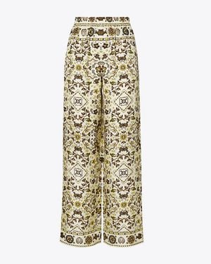 Tory Burch Printed Silk Pant - White
