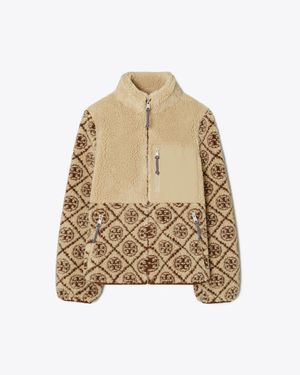 Tory Burch T Monogram Fleece Jacket - Natural