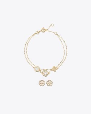 Tory Burch Forget Me Not Bracelet And Earrings Gift Set - White