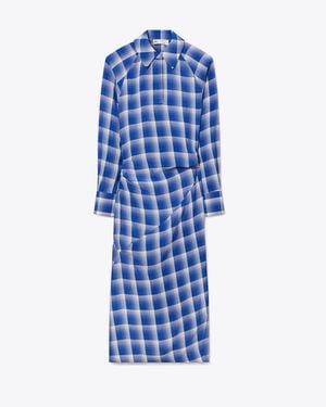 Tory Burch Plaid Viscose Shirtdress - Blue