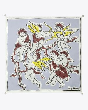 Tory Burch Cherubs Silk Square Scarf - Metallic
