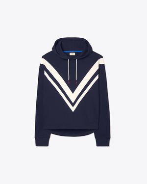 Tory Burch Chevron-Kapuzenpullover Aus French Terry - Blue