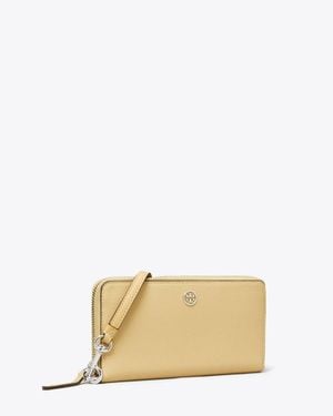 Tory Burch Robinson Pebbled Zip Continental Wallet - Natural