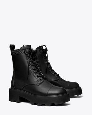 Tory Burch T Monogram Lug Ankle Boot - Black