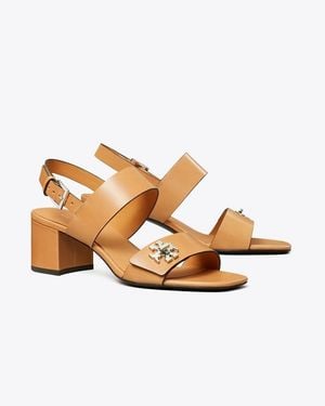 Tory Burch Turnlock Heeled Sandal - Brown