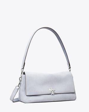 Tory Burch Small Charlie Suede Shoulder Bag - Gray