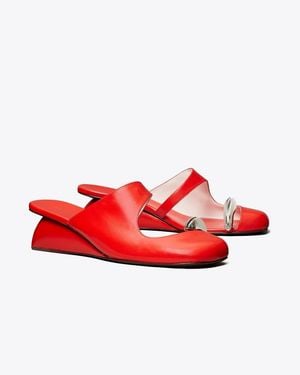Tory Burch Pierced Mule Wedge - Red