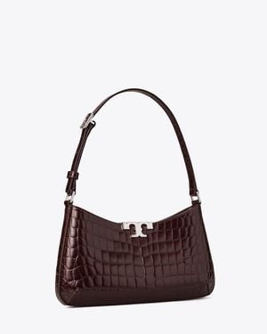 Tory Burch Eleanor Croc-Embossed Slim Shoulder Bag, One Size - Brown