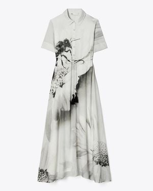 Tory Burch Silk Cotton Voile Shirtdress - Grey