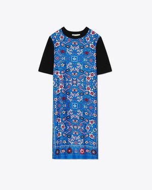 Tory Burch Silk-front Jumper Minidress - Blue