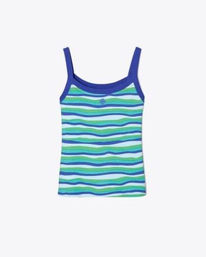 Tory Burch Striped Cotton Tank - Blue