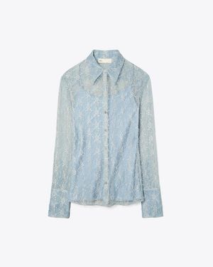 Tory Burch Chantilly Lace Fil Coupé Shirt - Blue