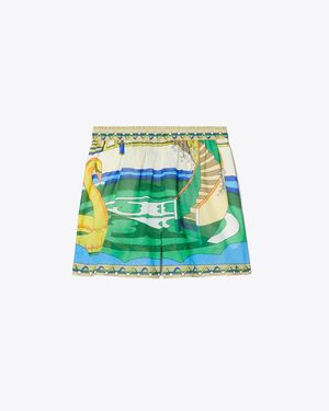 Tory Burch Printed Camp Shorts - Green