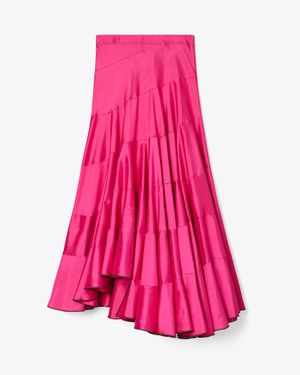 Tory Burch Silk Skirt With An Asymmetric Cut - Pink