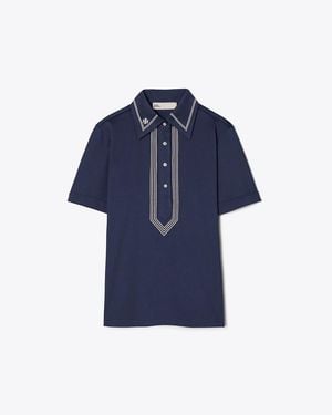 Tory Burch Tory Burch Mercerized Cotton Retro Polo - Blue