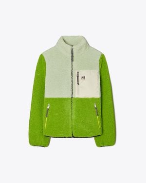 Tory Sport Tory Burch Colorblock Fleece Jacket - Green