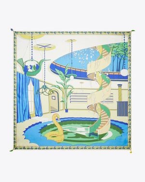 Tory Burch The Pool Silk Square Scarf - Blue