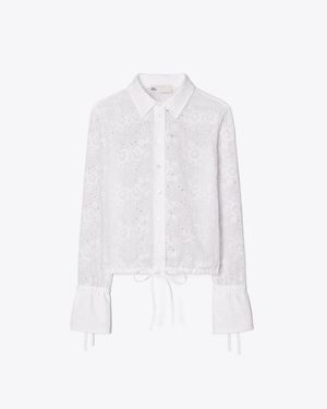 Tory Burch Cotton Eyelet Blouse - White